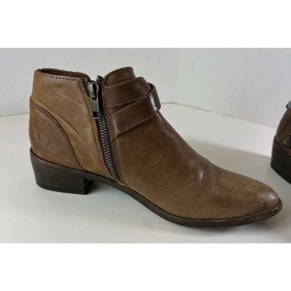 Frye Ray Ankle Boots Brown Leather Western Shootie Cowboy Booties 7.5 M *Flawed